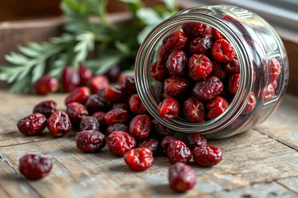 dried cranberries in jar