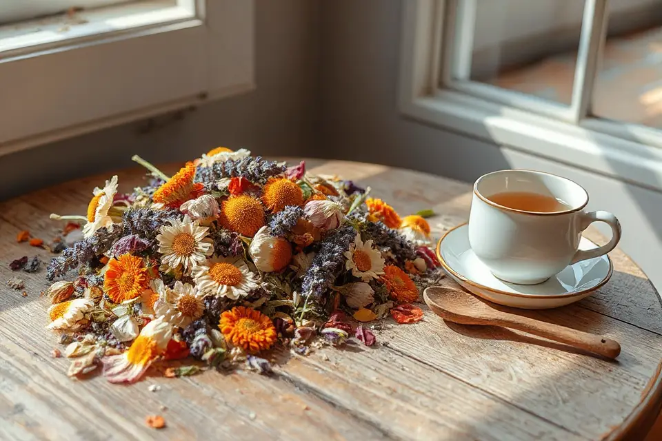 dried flowers herbal tea