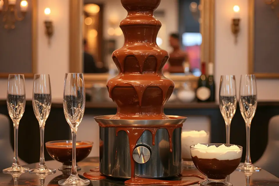 elegant chocolate fountain display