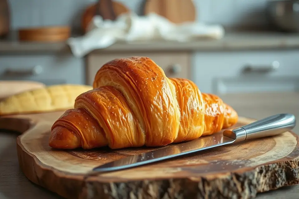 elegant croissant and knife