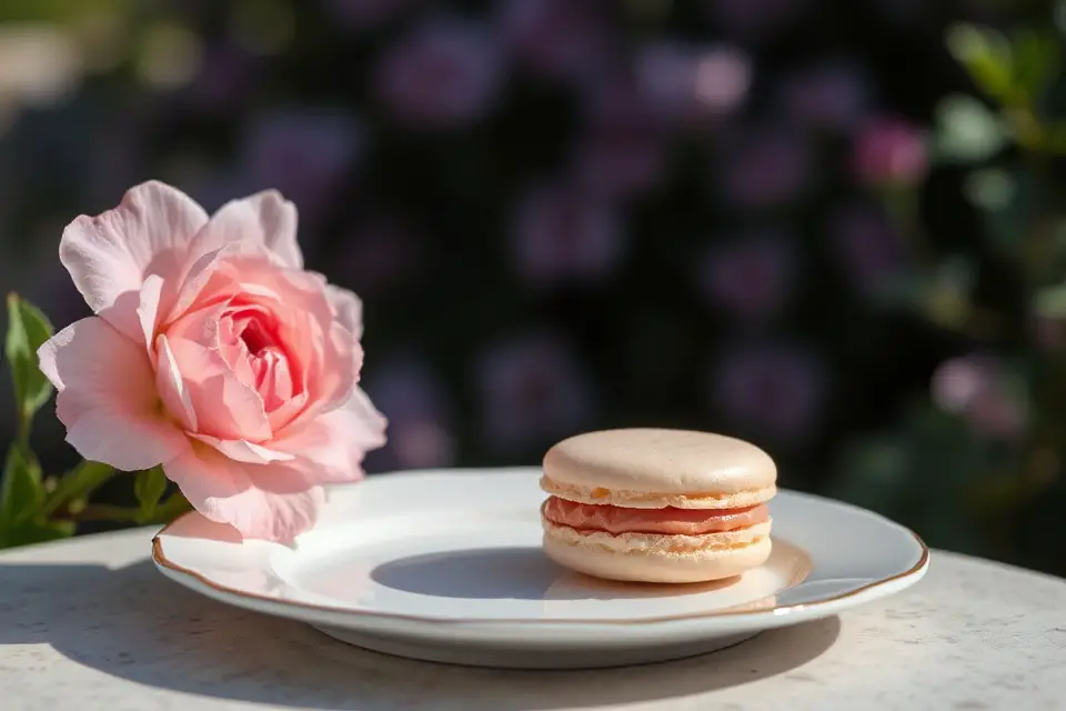 elegant macarons with flower