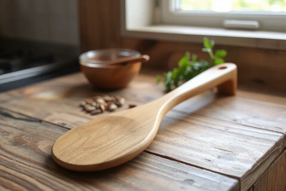 elegant wooden spatula photo