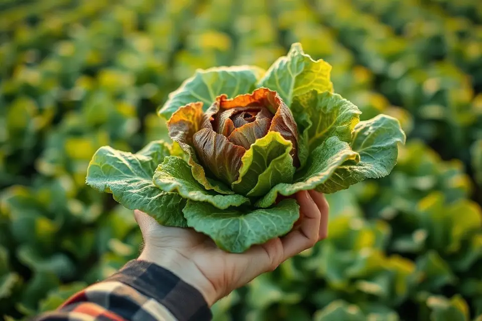 farmer holding fresh lettuce