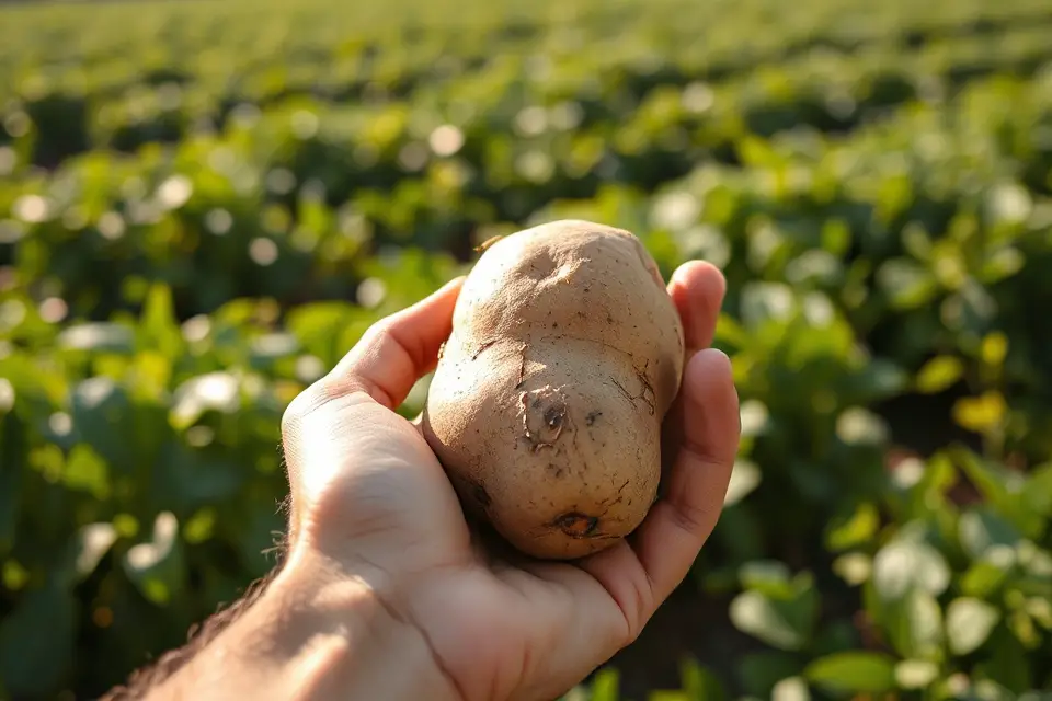 farmer holding harvested potato