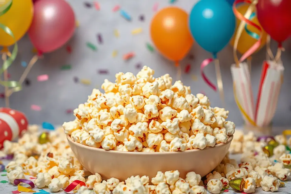 festive popcorn stock photo