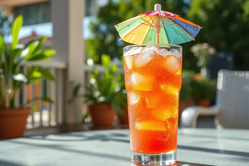 fizzy drink with umbrella