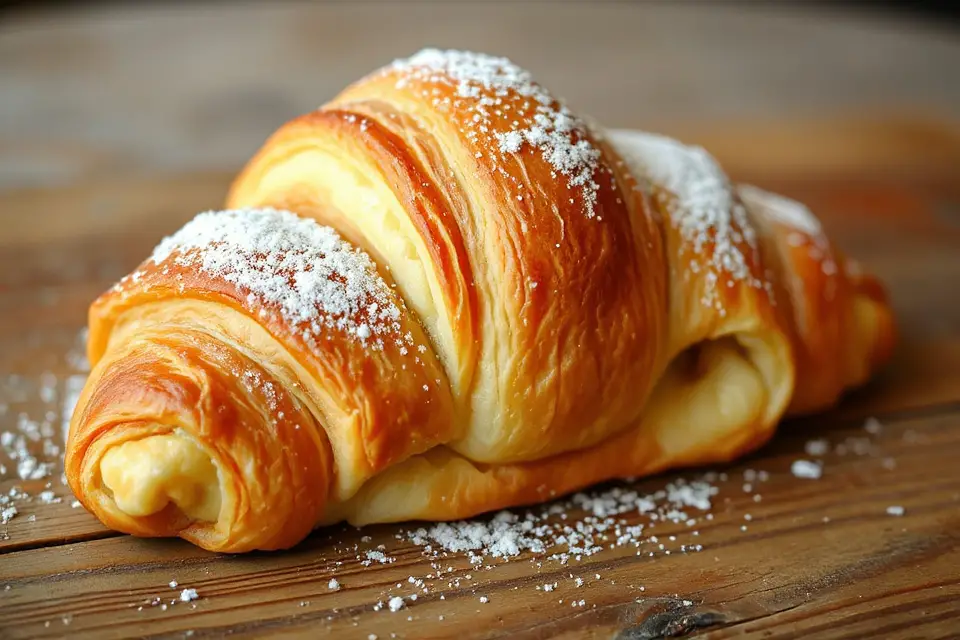 flaky croissant with sugar