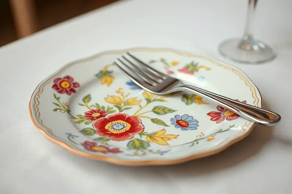 floral design plate fork