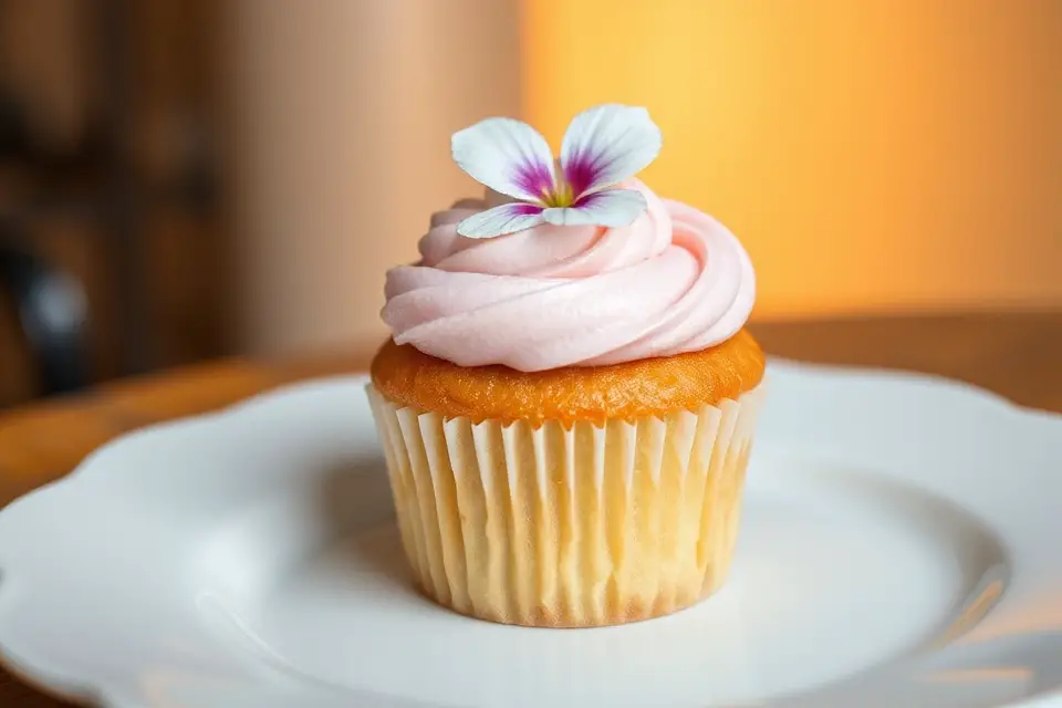 flower garnished cupcake photo