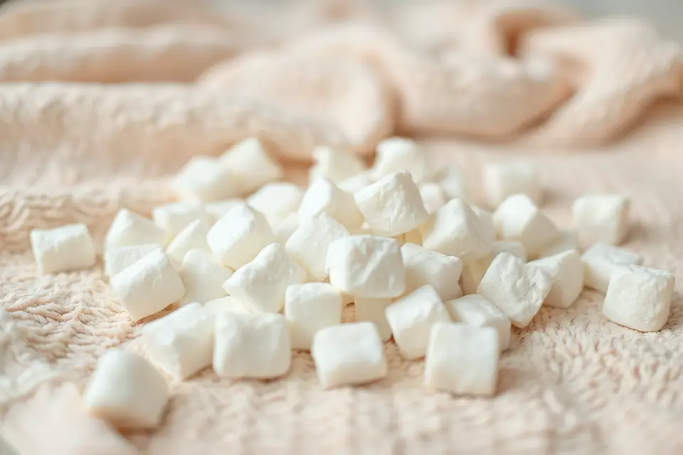 fluffy marshmallows on blanket