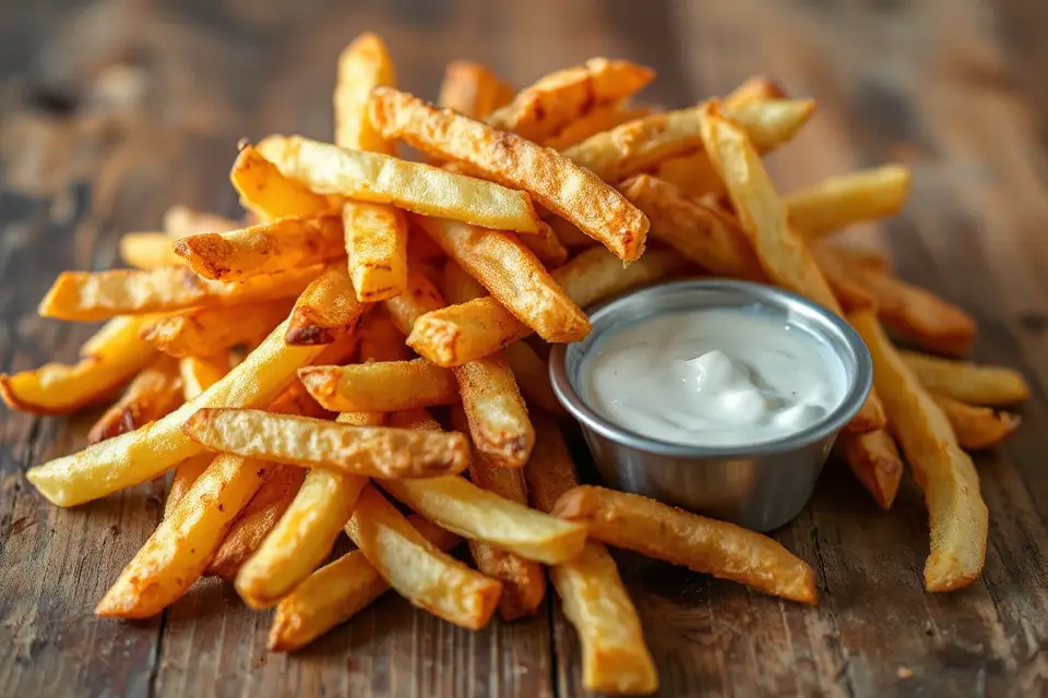 french fries with sauce