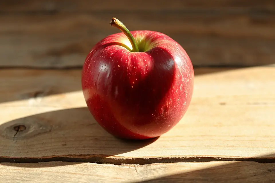 fresh apple on wood