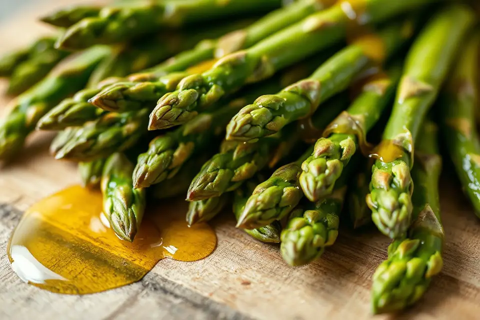 fresh asparagus with olive oil