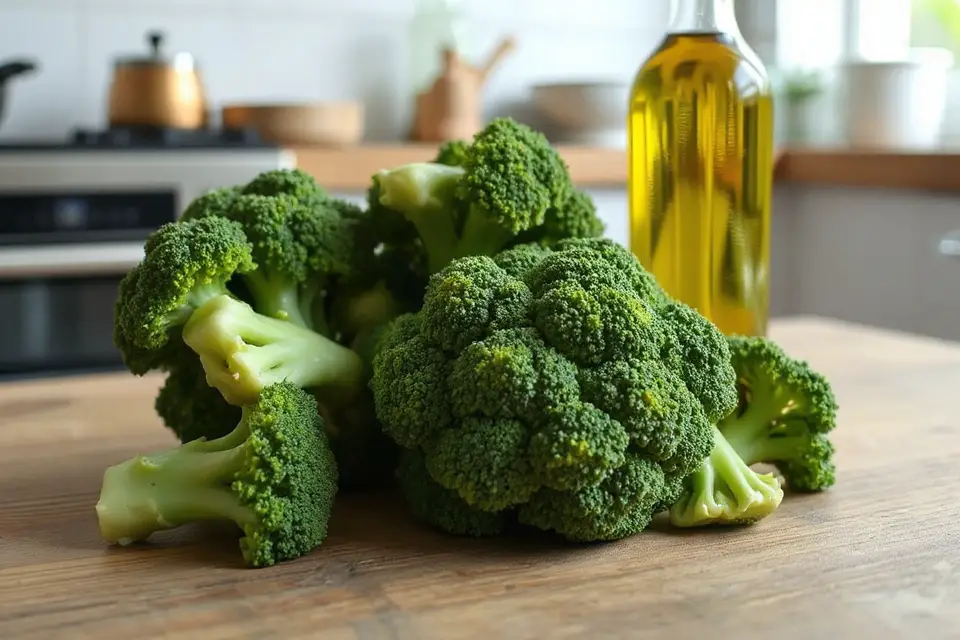 fresh broccoli with olive oil