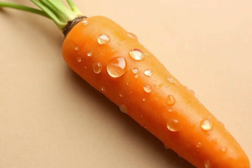 fresh carrot with droplets