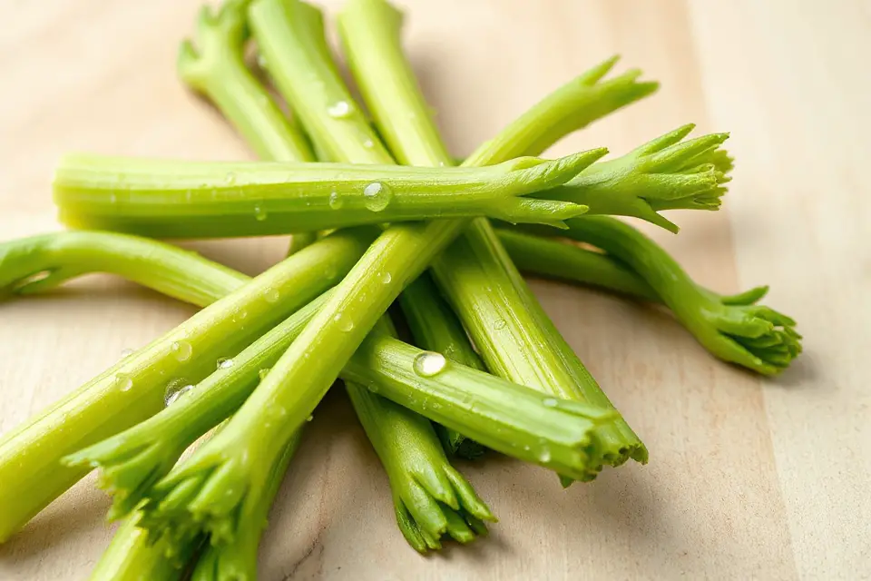 fresh celery with droplets