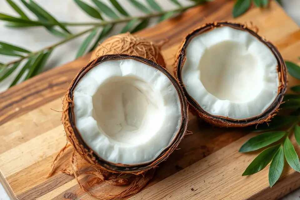 fresh coconut slice photo