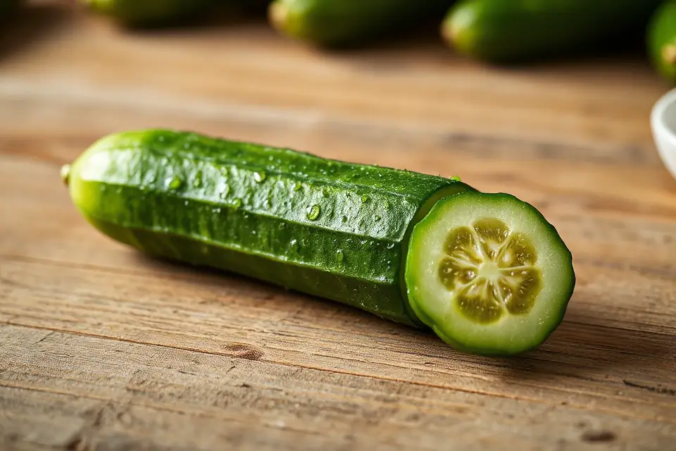 fresh cucumbers with droplets