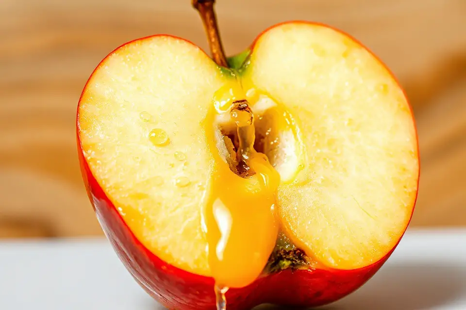 fresh cut apple droplets