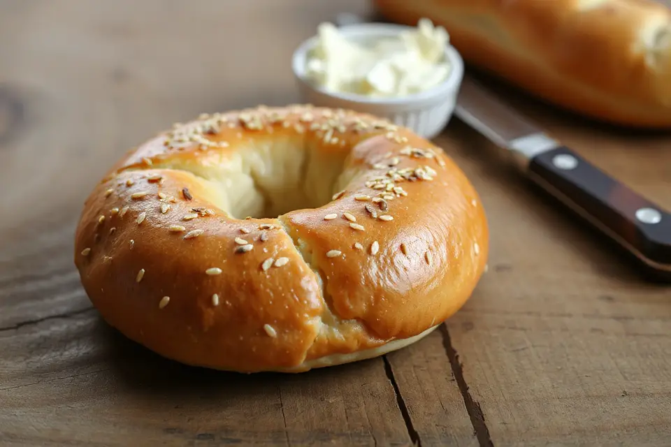 fresh golden brown bagel