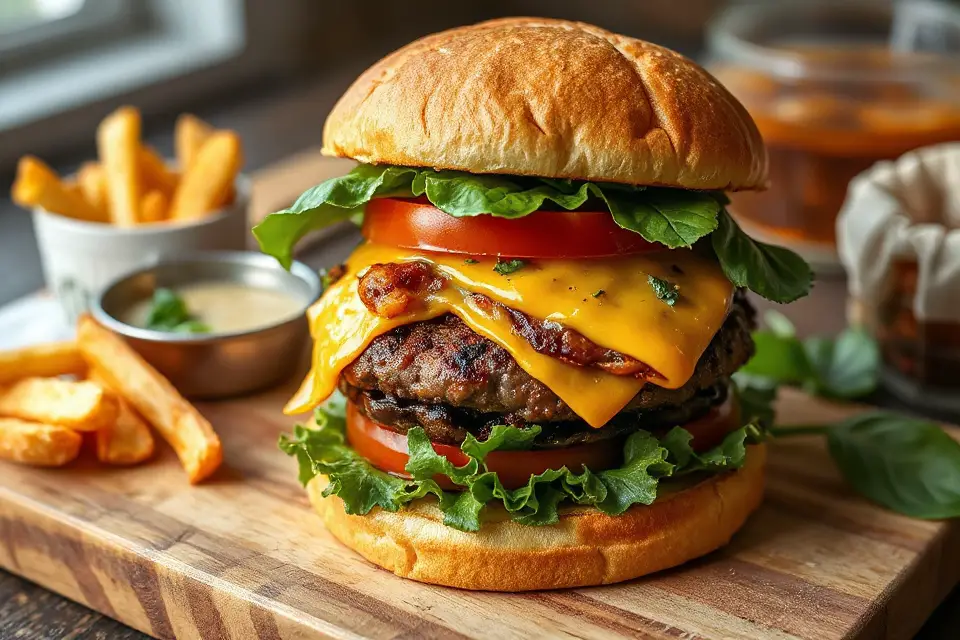 fresh herb hamburger photo