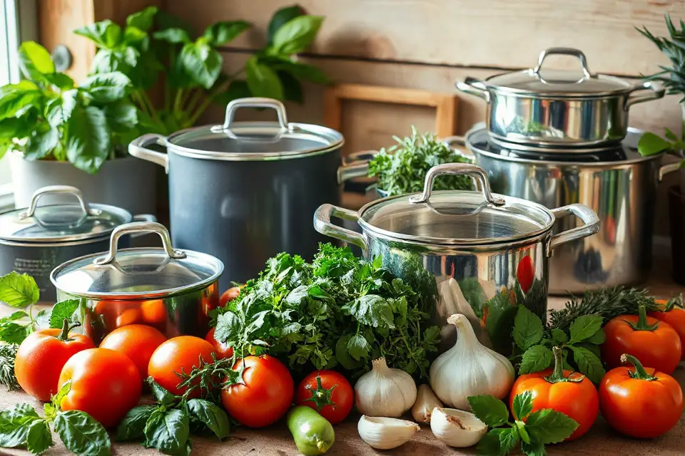 fresh herbs and vegetables