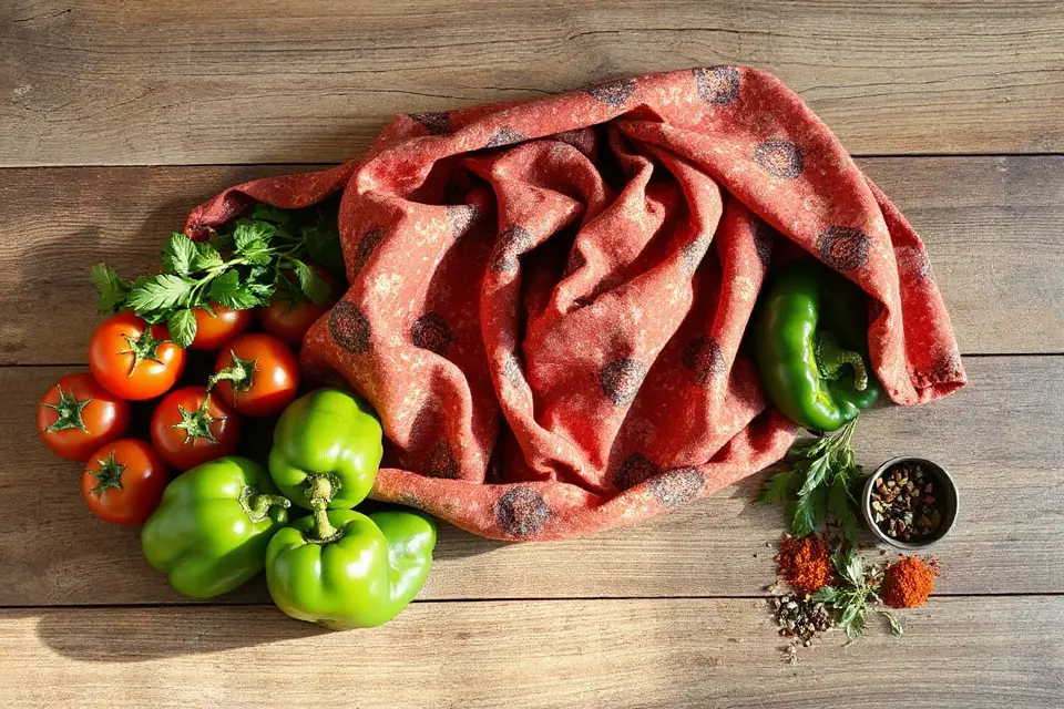 fresh ingredients and apron