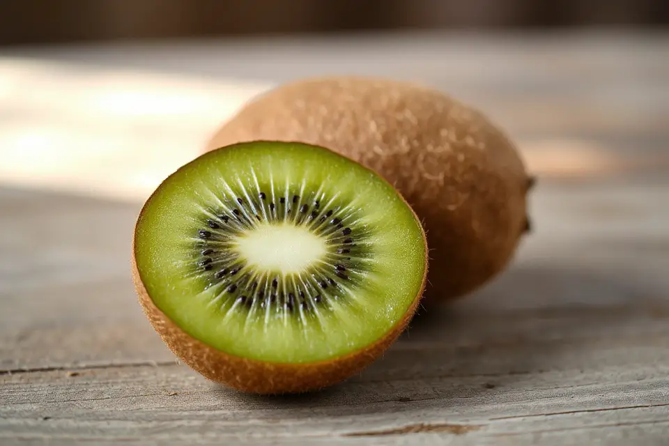 fresh kiwi on wood