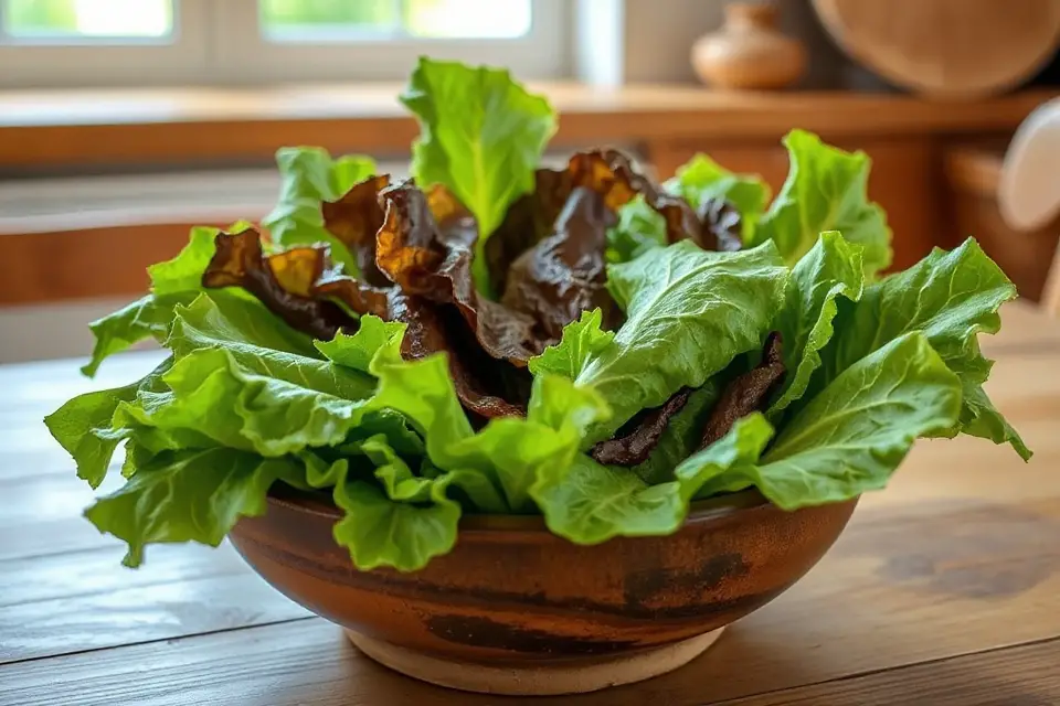 fresh lettuce ceramic bowl