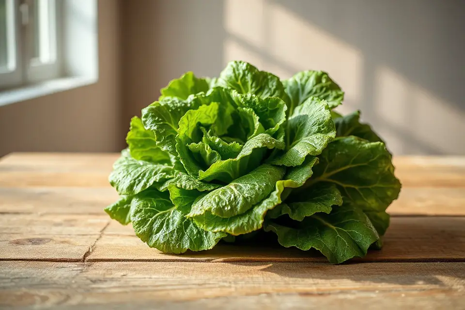 fresh lettuce on table