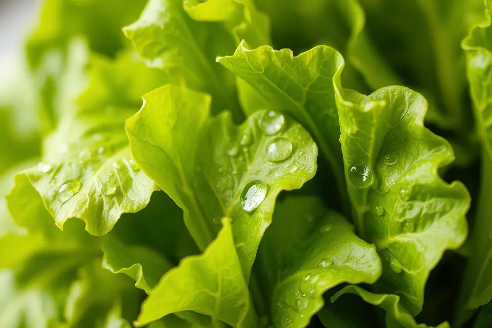 fresh lettuce with droplets
