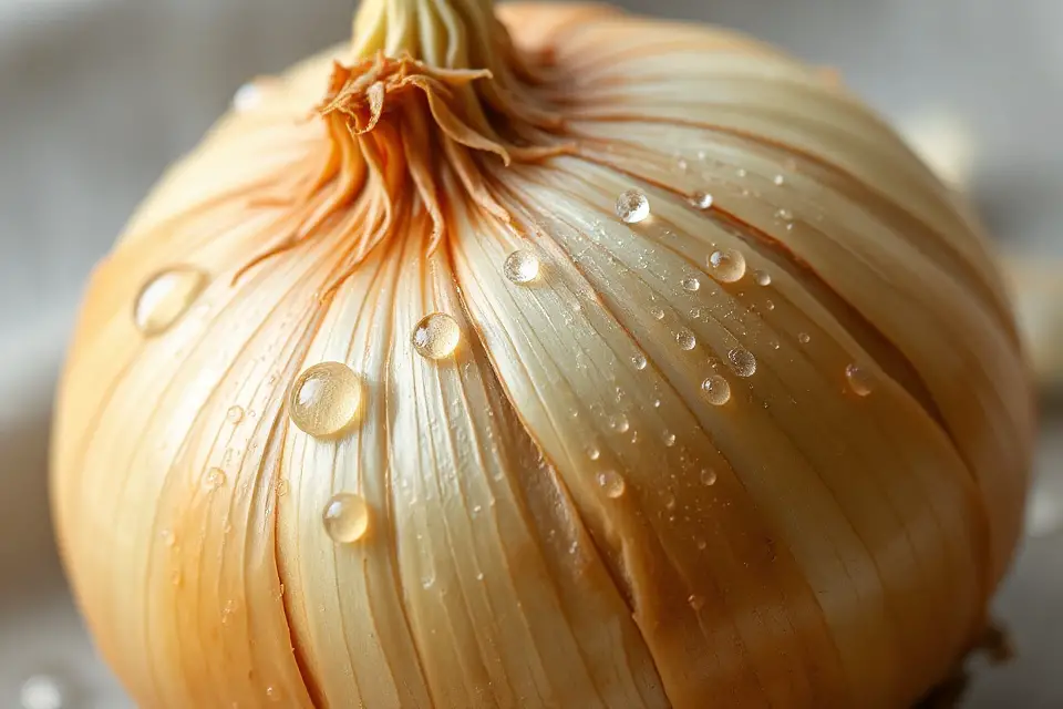 fresh onion with droplets