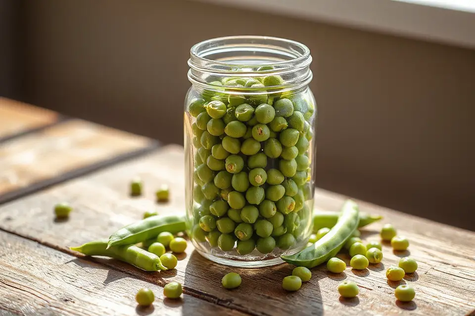 fresh peas in jar