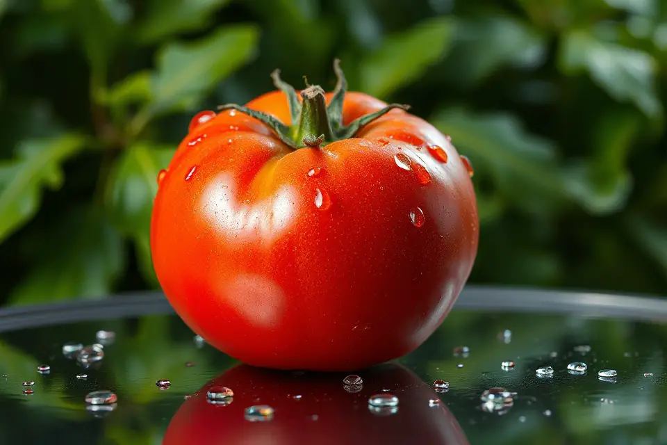 fresh tomato with droplets
