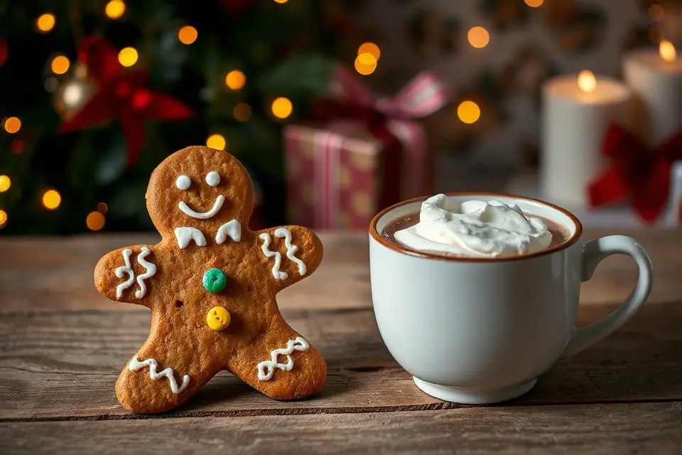 gingerbread man and cocoa