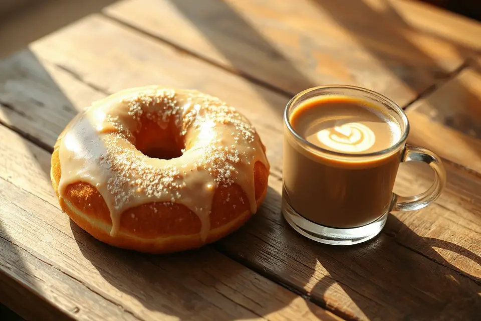 glazed donut with coffee