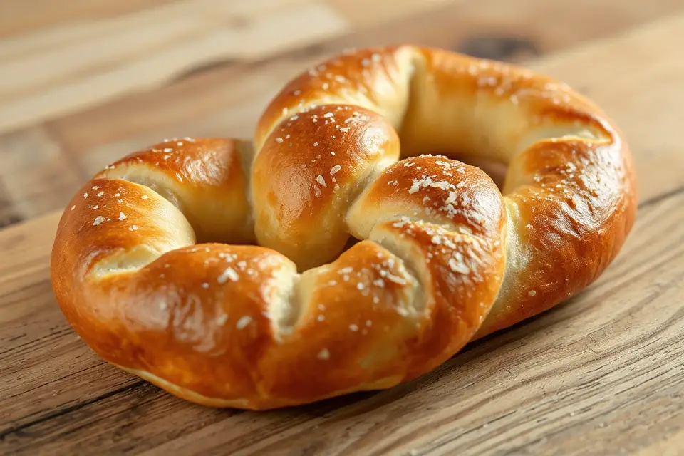 golden brown pretzel close up