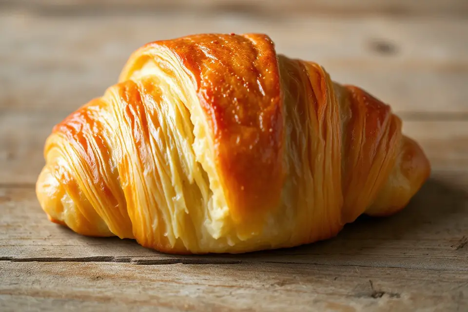golden flaky croissant photo