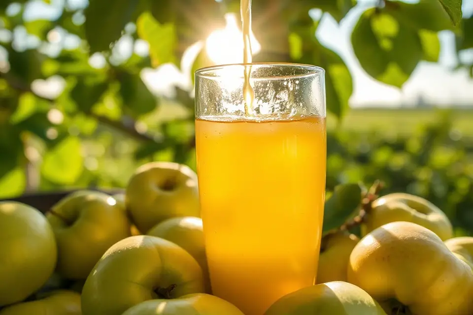 green apples and juice