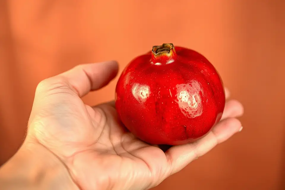 hand holding vibrant pomegranate