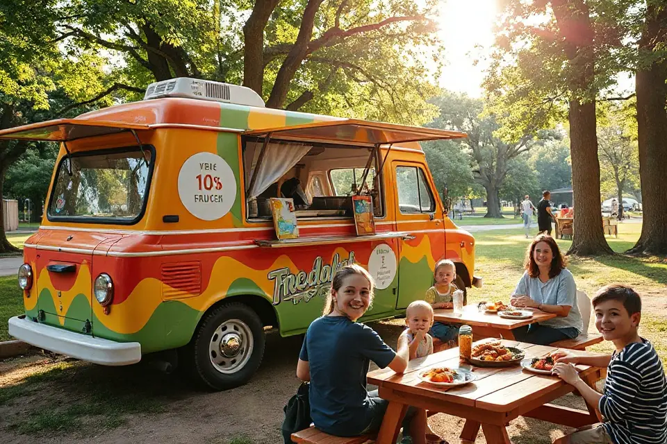 happy families enjoying food