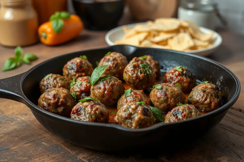 herb infused meatball skillet photo