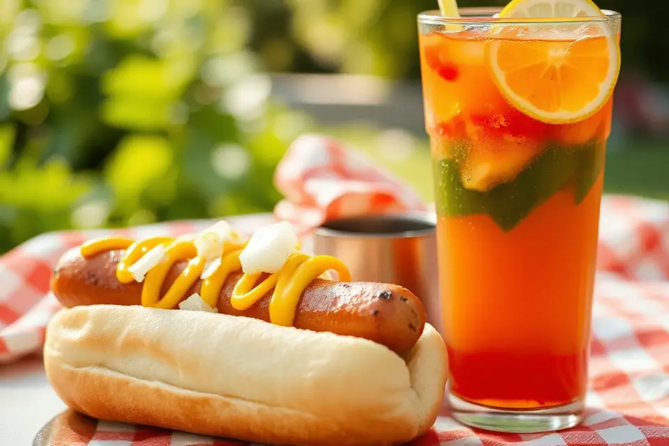 hot dog and drink
