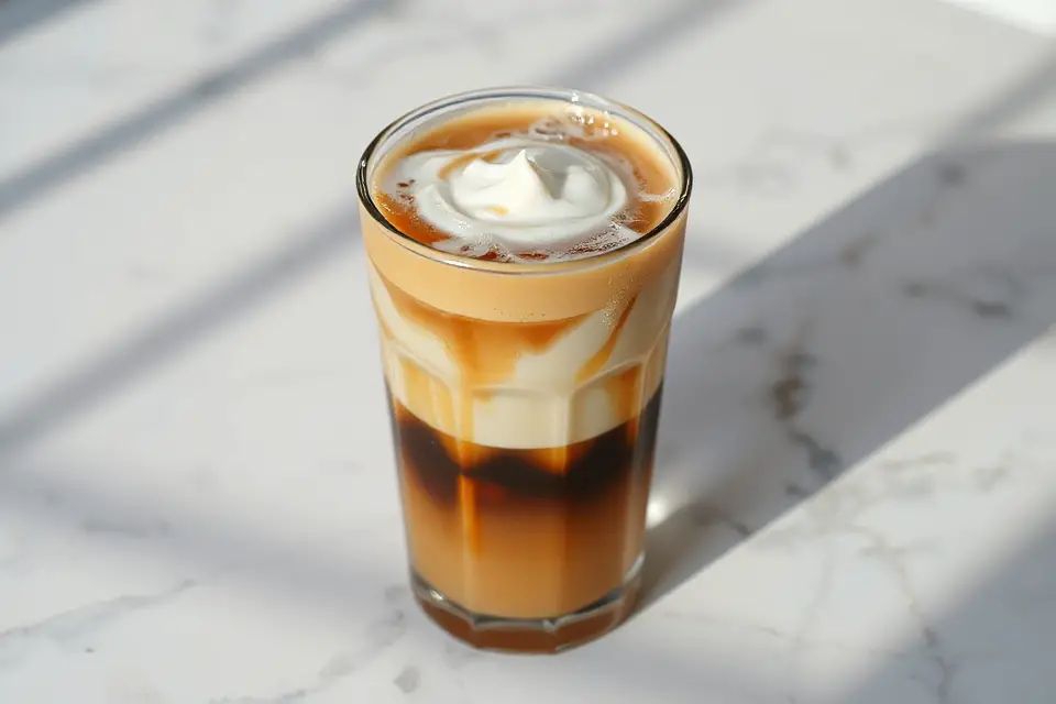 iced coffee on marble