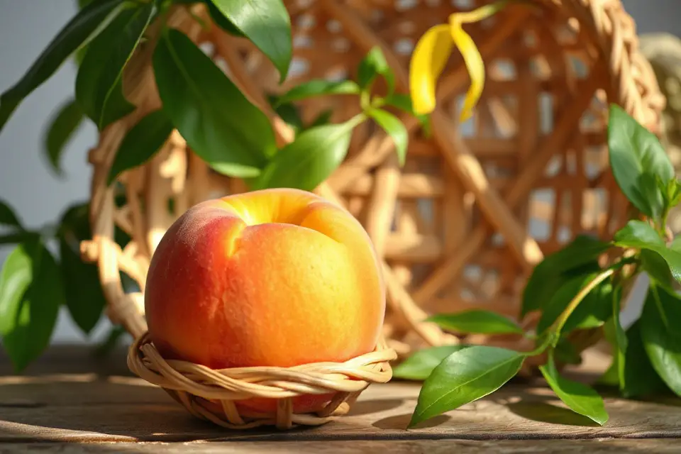 juicy peaches wicker basket