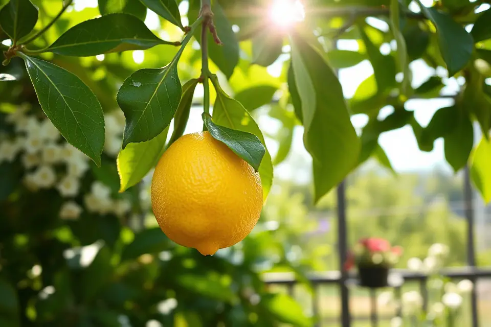lemon in vibrant garden