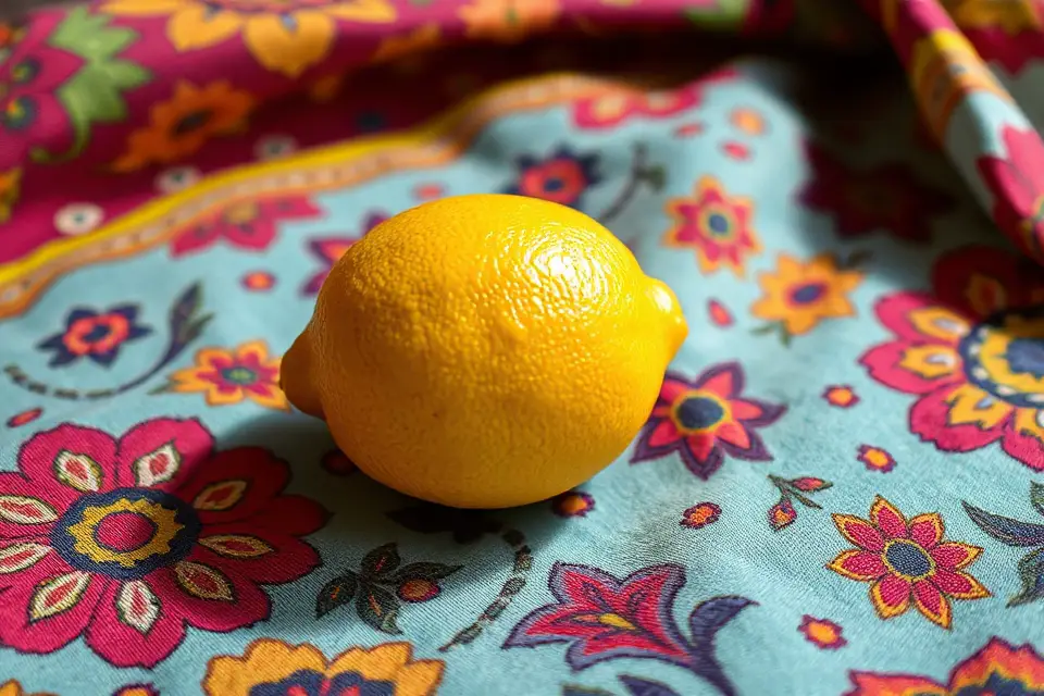 lemon on patterned cloth