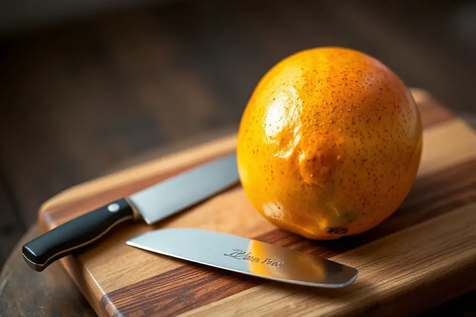 mango and knife arrangement