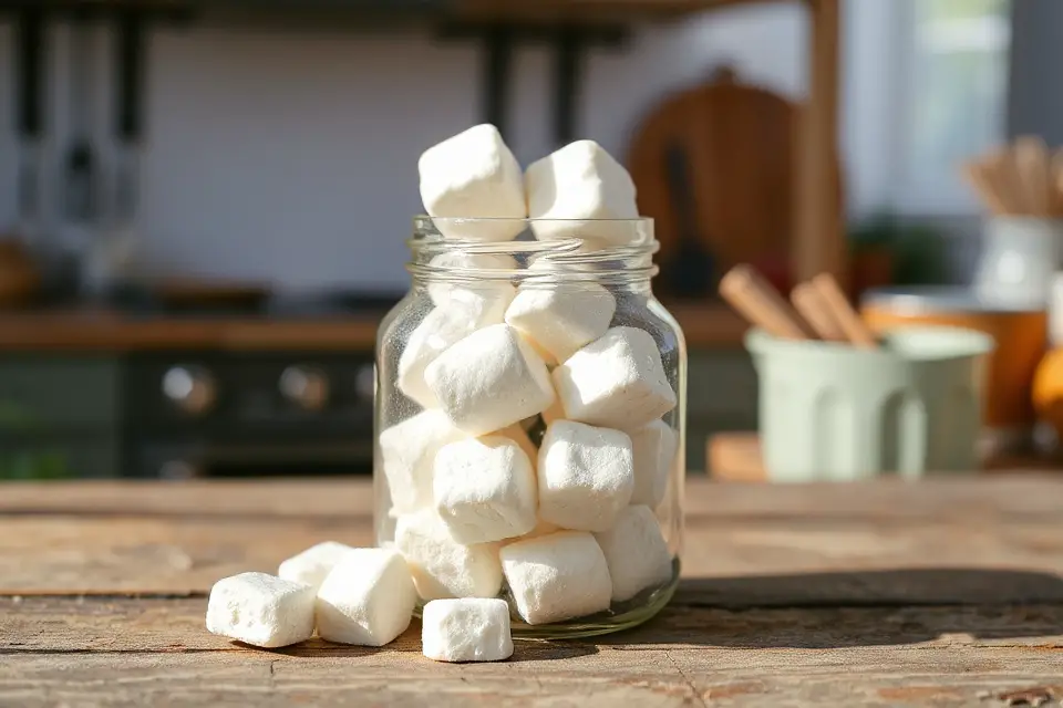 marshmallows in glass jar