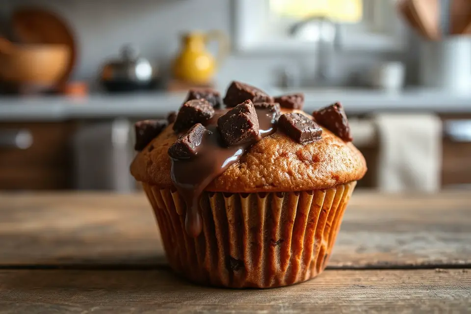 melting chocolate chunk muffin